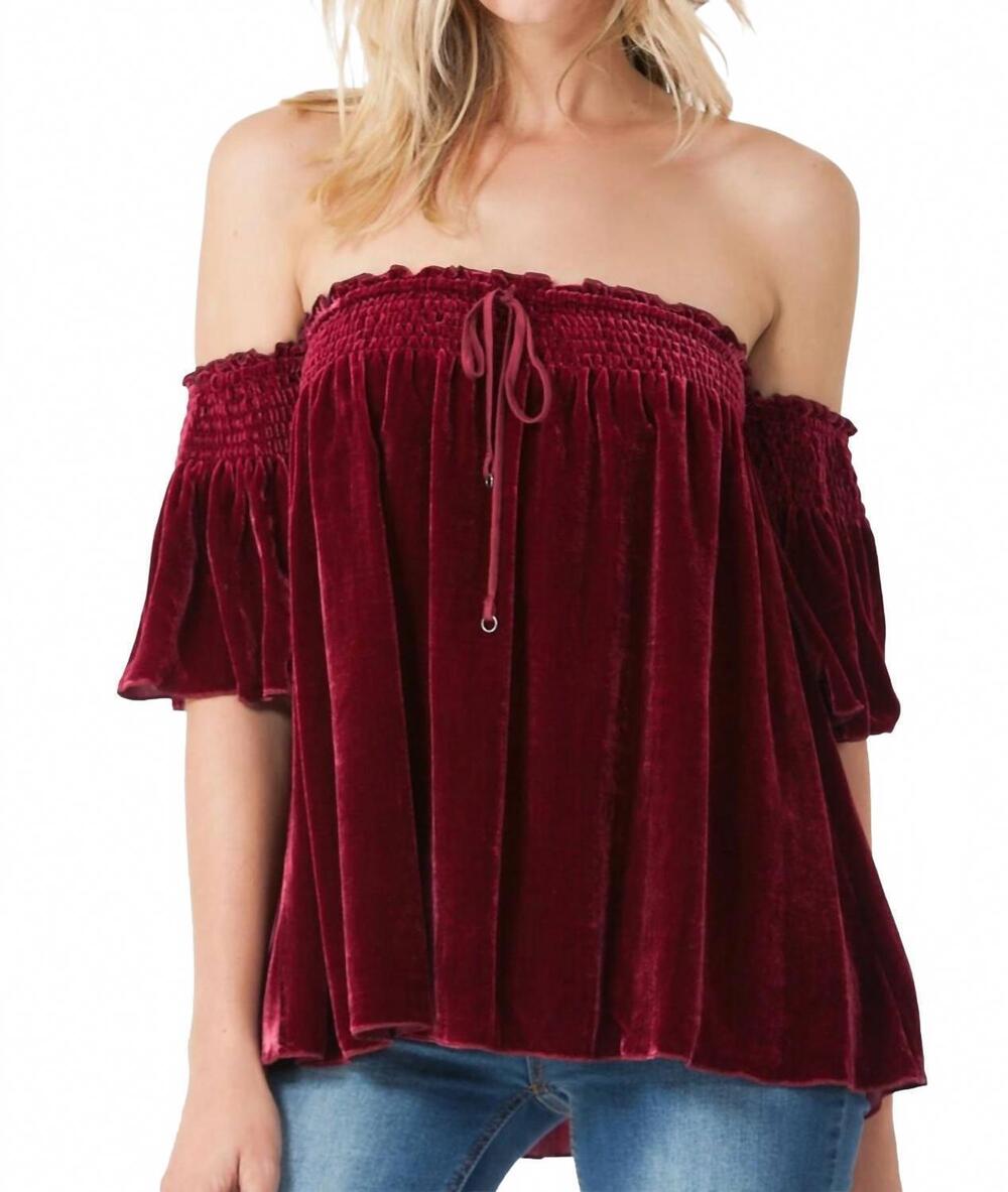 NEW HALE BOB off the shoulder velvet top in red